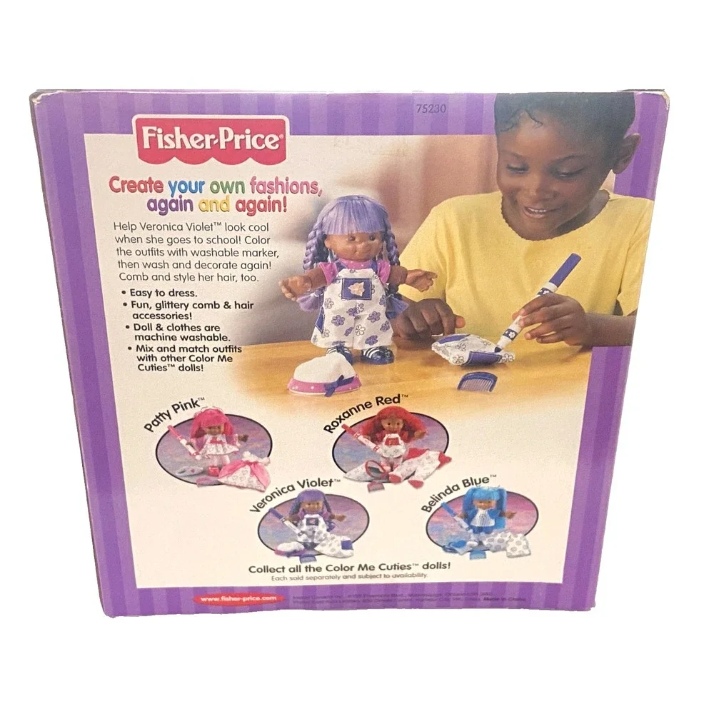 Vtg 2000 Fisher Price Color Me Cuties Veronica Violet Doll ~ New in Box